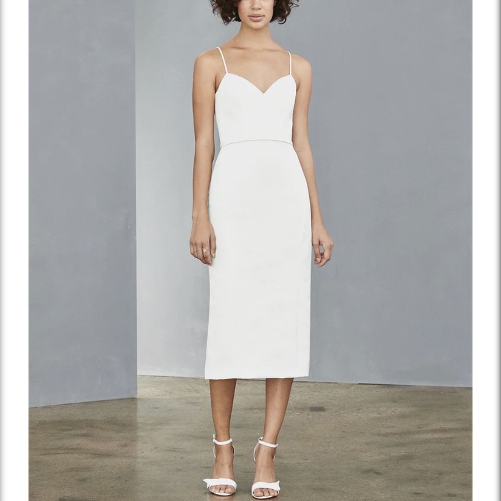 Amsale Faille little white dress